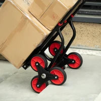 Carrello Portapacchi Pieghevole 120 kg max con Maniglia Estraibile, 60x45x109 cm, Rosso e Nero