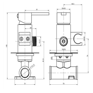Ogomondo kit idroscopino acqua calda e fredda shut-off azionamento a leva ottone *** finitura- cromato quadro, confez...