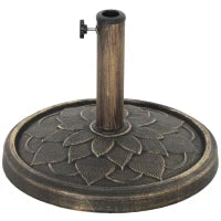 Base per Ombrellone da 12 kg con Manovella Integrata, in Resina, Metallo e Cemento, Ø46x34 cm, Bronzo