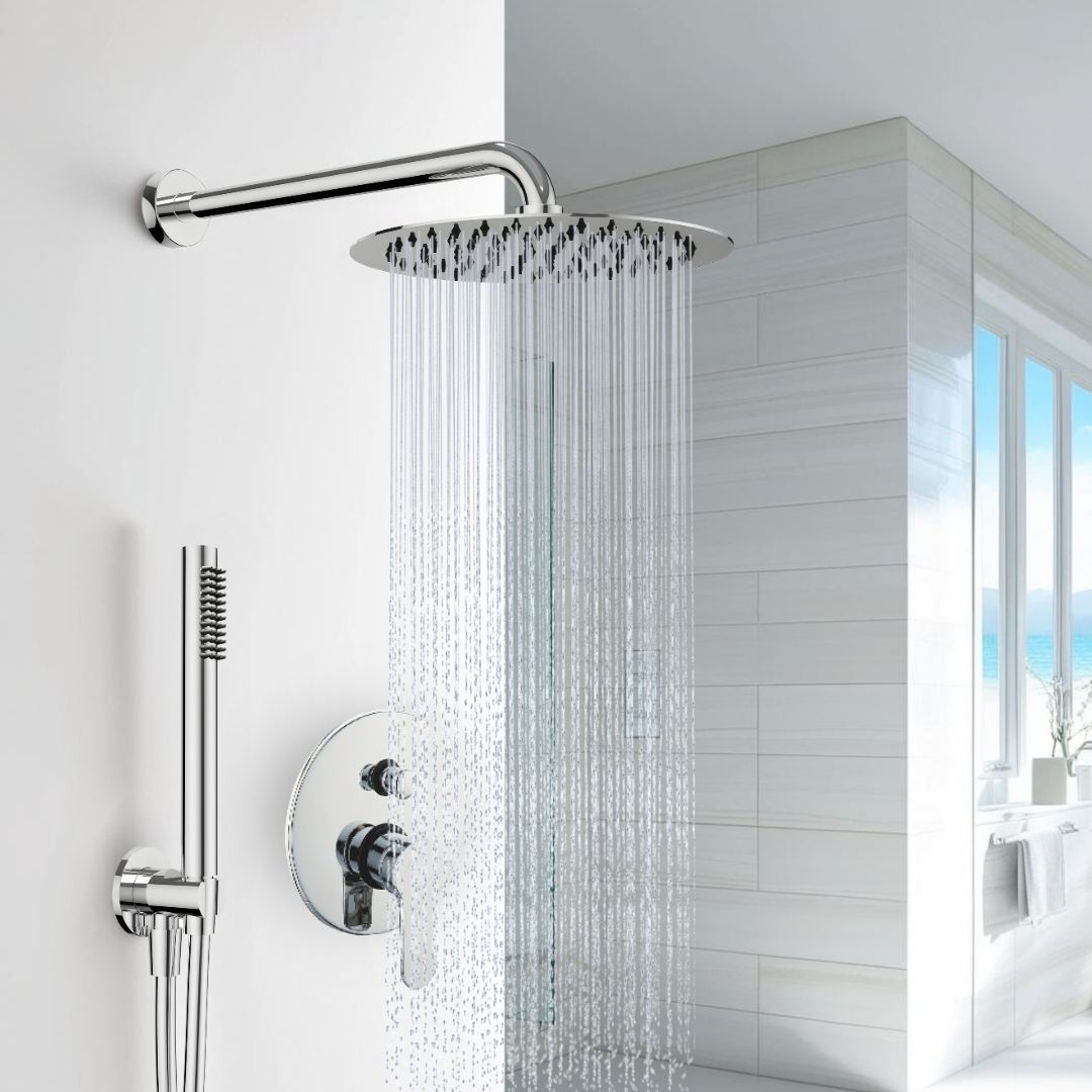 Kit doccia tondo completo di soffione doccetta e miscelatore con deviatore hope
