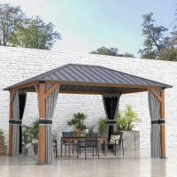 Pergola da giardino con tetto rigido in metallo zincato, struttura in alluminio, tendaggi e zanzariere, 3x4 m