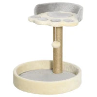 Tiragraffi per Gatti con Lettini, Corda in Juta e Peluche, 41x41x44 cm, Grigio e Beige