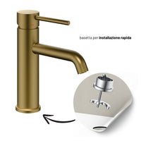 Miscelatore monocomando jazz per lavabo installazione rapida *** finitura- oro matt satinato, confezione 1