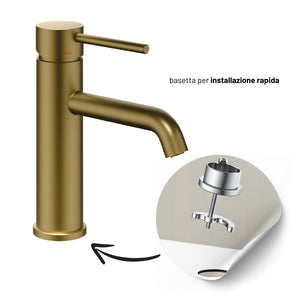 Miscelatore monocomando jazz per lavabo installazione rapida *** finitura- oro matt satinato, confezione 1
