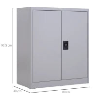 Armadietto Mobile Ripiano Regolabile Chiusura di Sicurezza per Casa Ufficio Garage Acciaio 80x40x92.5cm Grigio