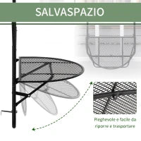 Tavolo da Ringhiera Pieghevole e Regolabile in Metallo, 60x60x57-72cm, Nero