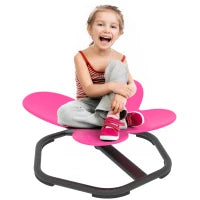 Sedia Girevole Sensoriale per Bambini, Forma a Farfalla, promuove Equilibrio e Coordinazione, Plastica, Metallo, Rosa
