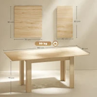 Tavolo Allungabile da Pranzo per 6-8 Persone, 140-180 x 80 cm, Colore Legno