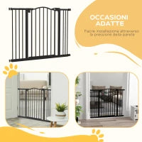 Cancelletto per Cani Estensibile con 4 Viti Regolabili, in Metallo e Plastica, 74-100x78 cm, Nero