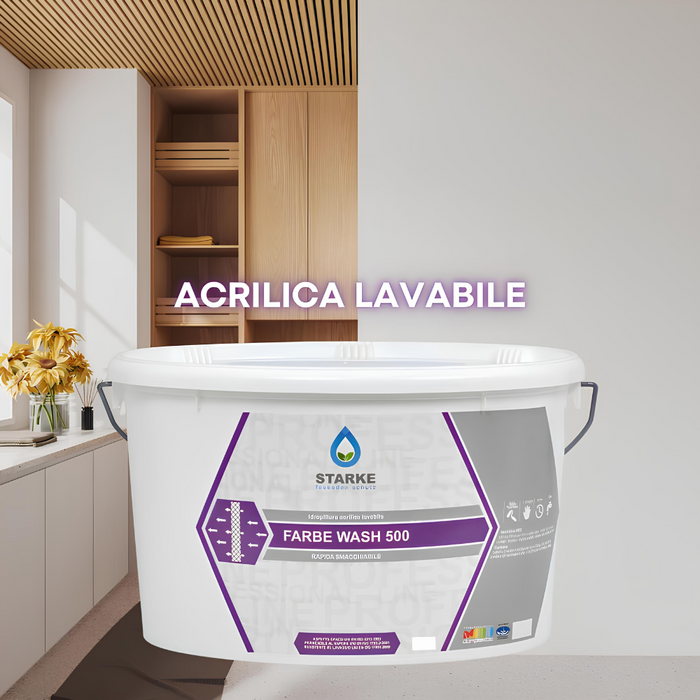 Farbe wash 500 idropittura acrilica lavabile coprente rapida essiccazione *** formato 5 lt, confezione 1