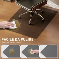 Tappetino Salvapavimento 120x90 cm in Plastica Nera Trasparente per Sedia da Ufficio