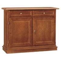 Credenza color noce con 2 ante 2 cassetti stile classico in legno e mdf con rifinitura in noce lucido 105x42x85 H