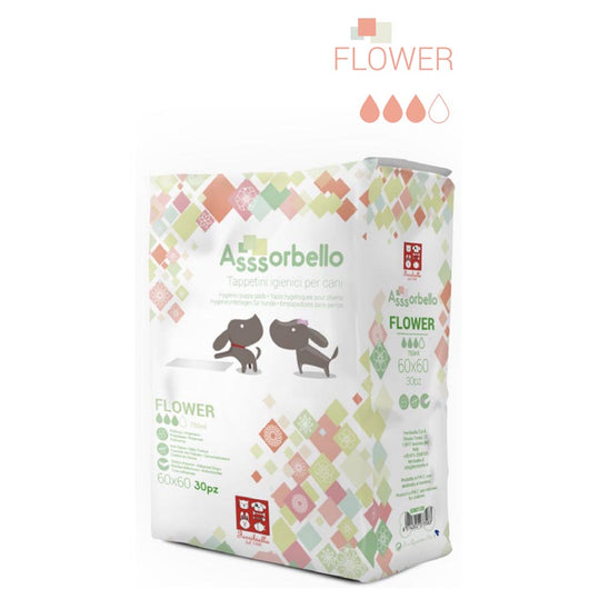 Multipack 8 confezioni assorbello tappetini igienici flower per cani 60x60