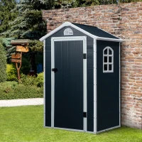 Casetta da Giardino Porta Attrezzi in Metallo e PP, 134x104x204 cm, Grigio