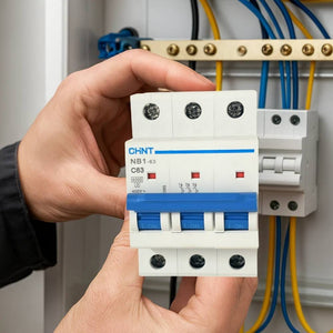 Chint nb1-63 interruttore magnetotermico 3p curva c 6ka guida din *** ampere 63 ampere, confezione 1