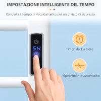 Scaldasalviette Elettrico a 8 Barre con Timer e Controllo Temperatura, 50x45x80 cm, Bianco