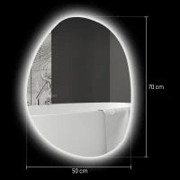 Specchio da Bagno Illuminato a LED con Colore e Temperatura Regolabile, in Vetro Temperato, 70x5x50 cm, Argento