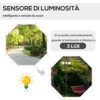 Lampada da Giardino Solare 3 LED Lampada da Terra Esterno Classico IP44, 51.5x47x182.5cm