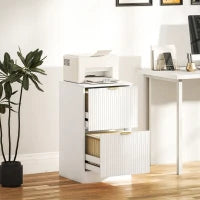 Cassettone da Scrivania con 2 Cassetti Frontali Scanalati Mobile Archivio per Formato A4 o Lettera 40x40x71 cm Bianco