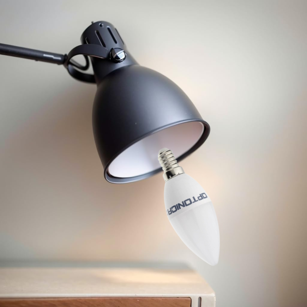 Optonica lampadina candela led 5,5w attacco e14 c37 non dimmerabile 450 lumen *** temperatura colore lampada 4500k bi...