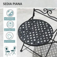 Set da Giardino 3 Pezzi con Mosaico, Tavolino e 2 Sedie Pieghevoli, Verde