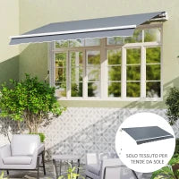 Telo di Ricambio Tenda Parasole Retrattile 3x2.5m in Poliestere Anti UV 50+, Giardino, Grigio