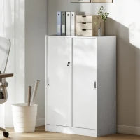 Armadietto da Ufficio a 3 Ripiani con 2 Chiavi di Sicurezza, in Truciolato, 80x40x120 cm, Bianco