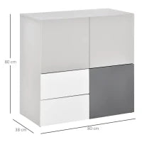 Armadietto Multiuso con Cassetti e Ante in Legno, Mobile per Soggiorno, Camera da Letto, Ufficio