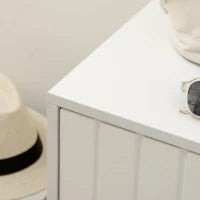 Scarpiera da Ingresso con Seduta Imbottita e Armadietto per 4 Paia di Scarpe, 80x33x49cm, Bianco