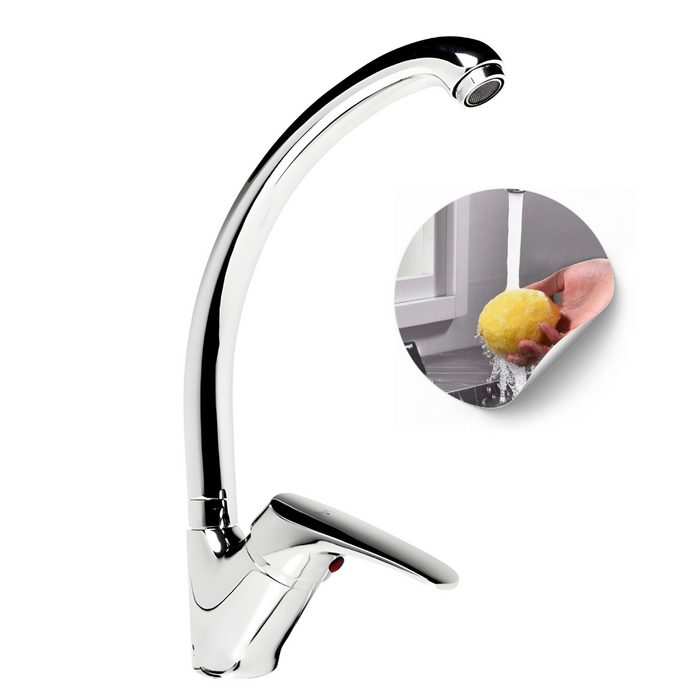 Miscelatore monoforo ottone cucina lisbona allungato erogazione orientabile *** finitura- cromo lucido, confezione 1