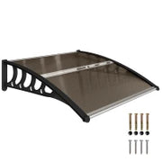 Tettoia da Esterno in Policarbonato per Porte e Finestre con Kit Montaggio 103x96.5x27cm - Marrone