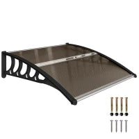 Tettoia da Esterno in Policarbonato per Porte e Finestre con Kit Montaggio 103x96.5x27cm - Marrone
