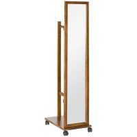 Specchio da Camera e Ingresso con Ripiano Inferiore e Binario, in Legno e Vetro, 35.5x49.5x167.8 cm