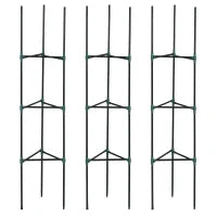 Sostegni Pomodori a 3 Livelli in Acciaio e PP per Piante, Frutti e Ortaggi Rampicanti, 38x38x182 cm, Verde