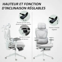 Poltrona da Ufficio, Sedia da Ufficio, Altezza Regolabile, Schienale Inclinabile, Poggiatesta Rotante, 71x70x119cm, Nero