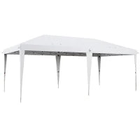 Gazebo 6 x 3 m da Giardino Pop-up Pieghevole con Borsa Inclusa, Acciaio Epossidico Oxford ad Alta Densità, Bianco