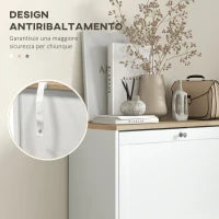 Scarpiera Salvaspazio a 3 Cassetti con Ripiani Regolabili su 2 Livelli, in Legno, 60x23.5x115 cm, Bianco