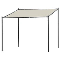 Gazebo Pergola Addossata da Giardino 3x3m in Metallo e Poliestere Beige