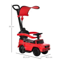 Macchina a Spinta per Bambini 12-36 Mesi con Licenza Mercedes, Tettuccio e Maniglia, 85.5x40.5x95 cm, Rosso