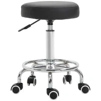 Sgabello con Ruote, sgabello da massaggio con altezza regolabile 50-64 cm e seduta imbottita, girevole 360°, nero
