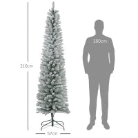 Albero di Natale Innevato con 405 Rami e Luci LED Bianche in Plastica e Metallo, Ø57x210 cm, Verde
