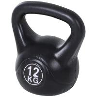 Kettlebell 12kg per Sport e Fitness con Base Piatta e Impugnatura, Kettlebell Pesi per Allenamento Home Gym Casa e Palestra, 27x21x31 cm, Nero