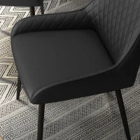 Set 4 Sedie da Pranzo Imbottite, Ergonomiche e Trapuntate a Diamante, in Pelle PU e Acciaio, 49x60x89 cm, Nero