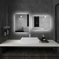 kleankin Specchio Bagno con Luci LED Regolabili, Interruttori Touch e Funzione Antiappannamento, 70x50 cm
