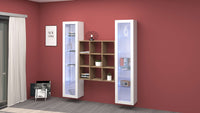 Parete attrezzata sospesa libreria in legno 2 vetrine bianche Vila WH