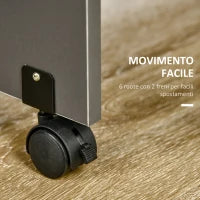 Tavolo Pieghevole da Pranzo in Truciolato con 2 Cassetti, 1 Armadietto, max. 6 Persone, 140x76x76 cm