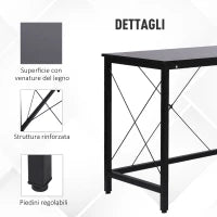 Scrivania Angolare a L con Piedini Regolabili, Scrivania pc in Legno e Acciaio, 150x150x76 cm, Nera