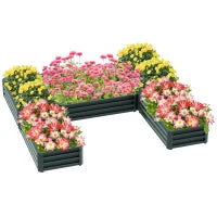 Fioriera Quadrata da Giardino in Acciaio Modulare, Set di 5 Fioriere per Verdure, Piante, Fiori, Verde