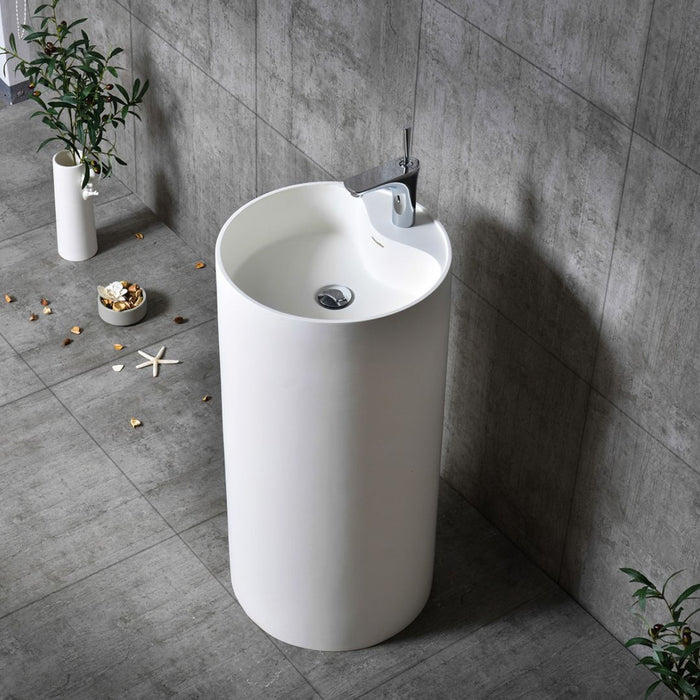 Lavabo monoforo free standing klaus plus artificial stone bianco opaco matt *** confezione 1