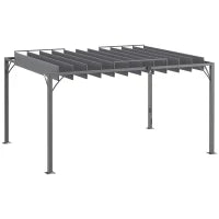 Pergola 4 x 3 m Bioclimatica con Lamelle Orientabili, Design Contemporaneo, Anti-UV 50+, Alluminio, Grigio